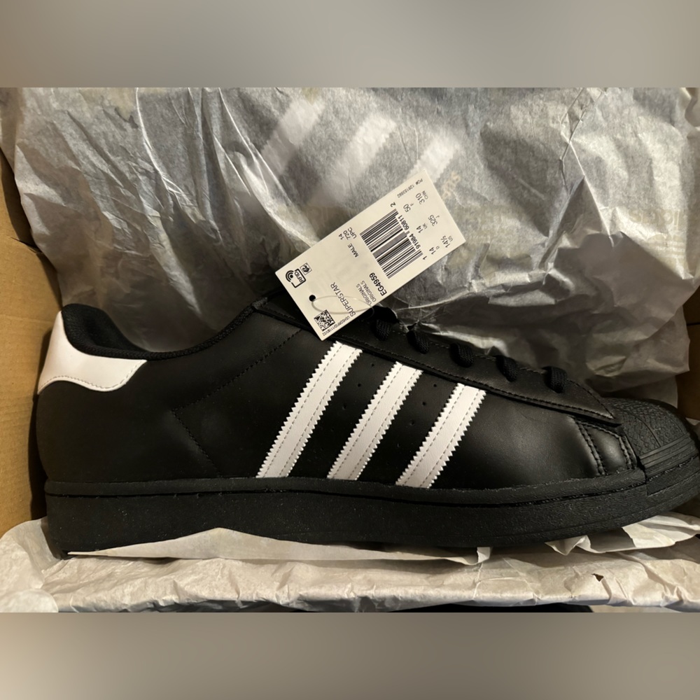 NWT Adidas Superstar Black & White Size 14.5 M
